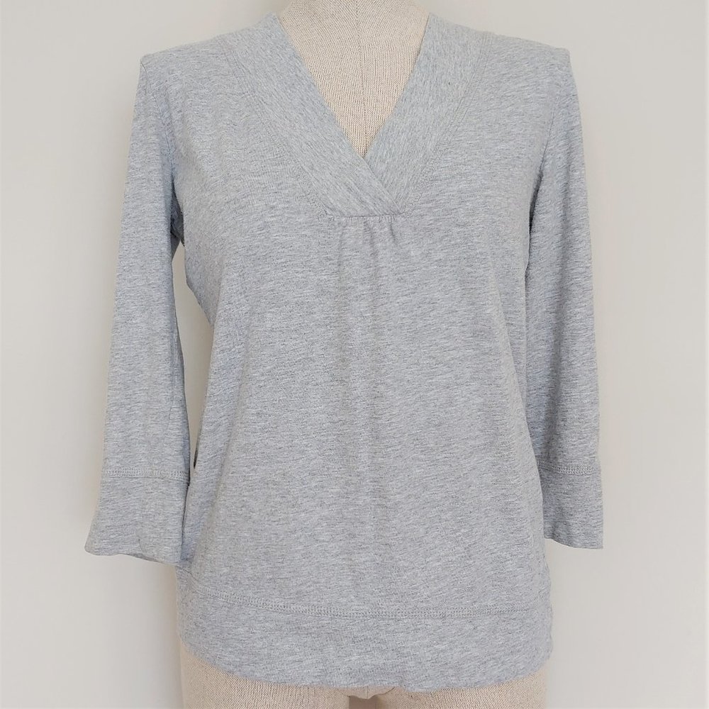 🎃 Merona Grey 3/4 Long Sleeve V-Neck Knit top S